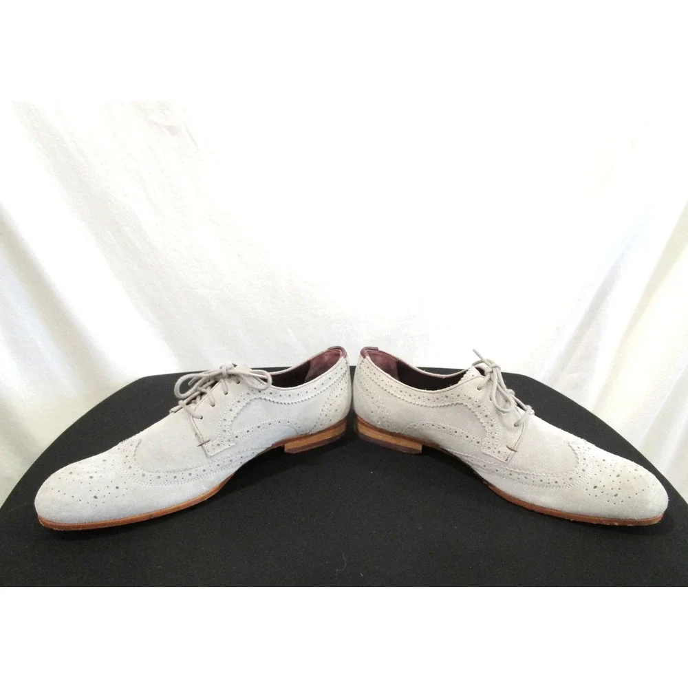 NWOB Ted Baker Gray Suede Wingtip Oxford Dress Shoes Men 10.5 B Narrow